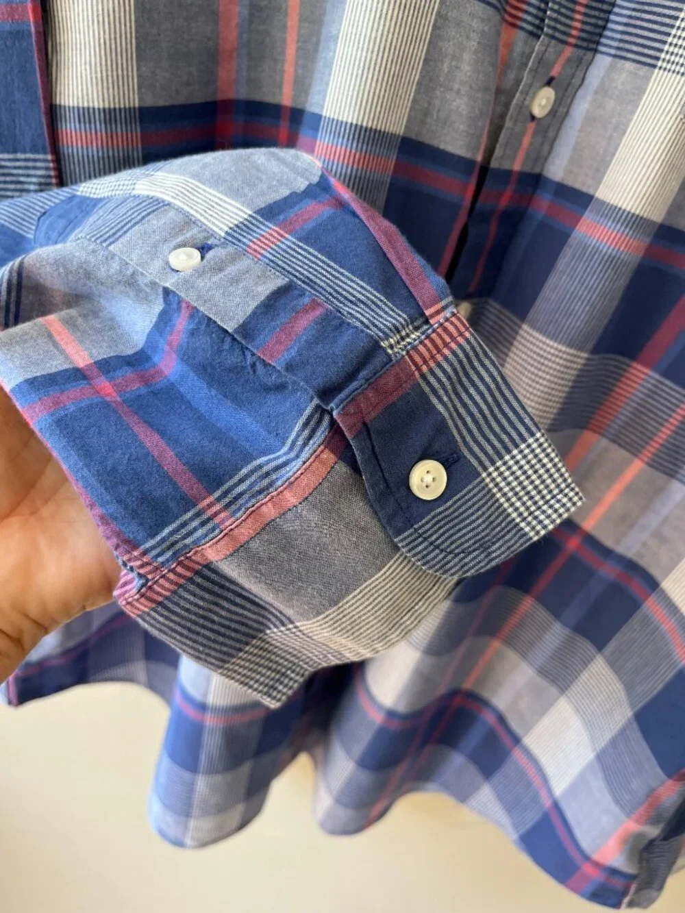 J.Crew Mens Sz XL Button-up Shirt Blue Pink Plaid pattern chest pocket